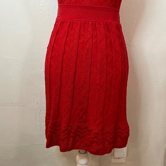 M by Missoni Red Zig Zag Bow Shoulder Knit Dress Fully Lined Size Small - Picture 5 of 13